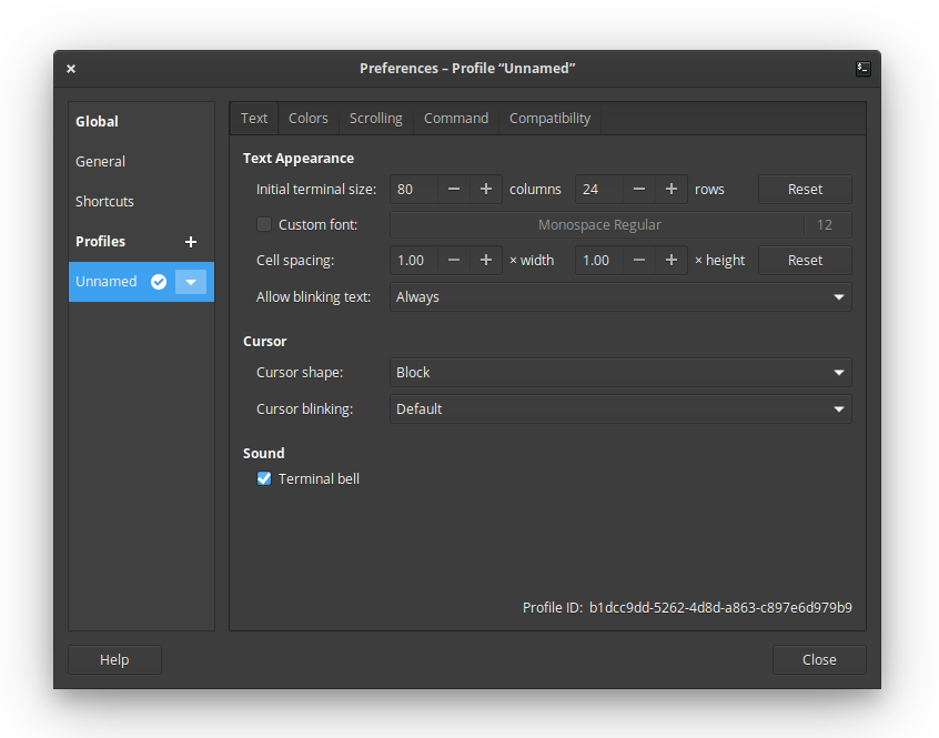 GNOME Terminal Unnamed profile